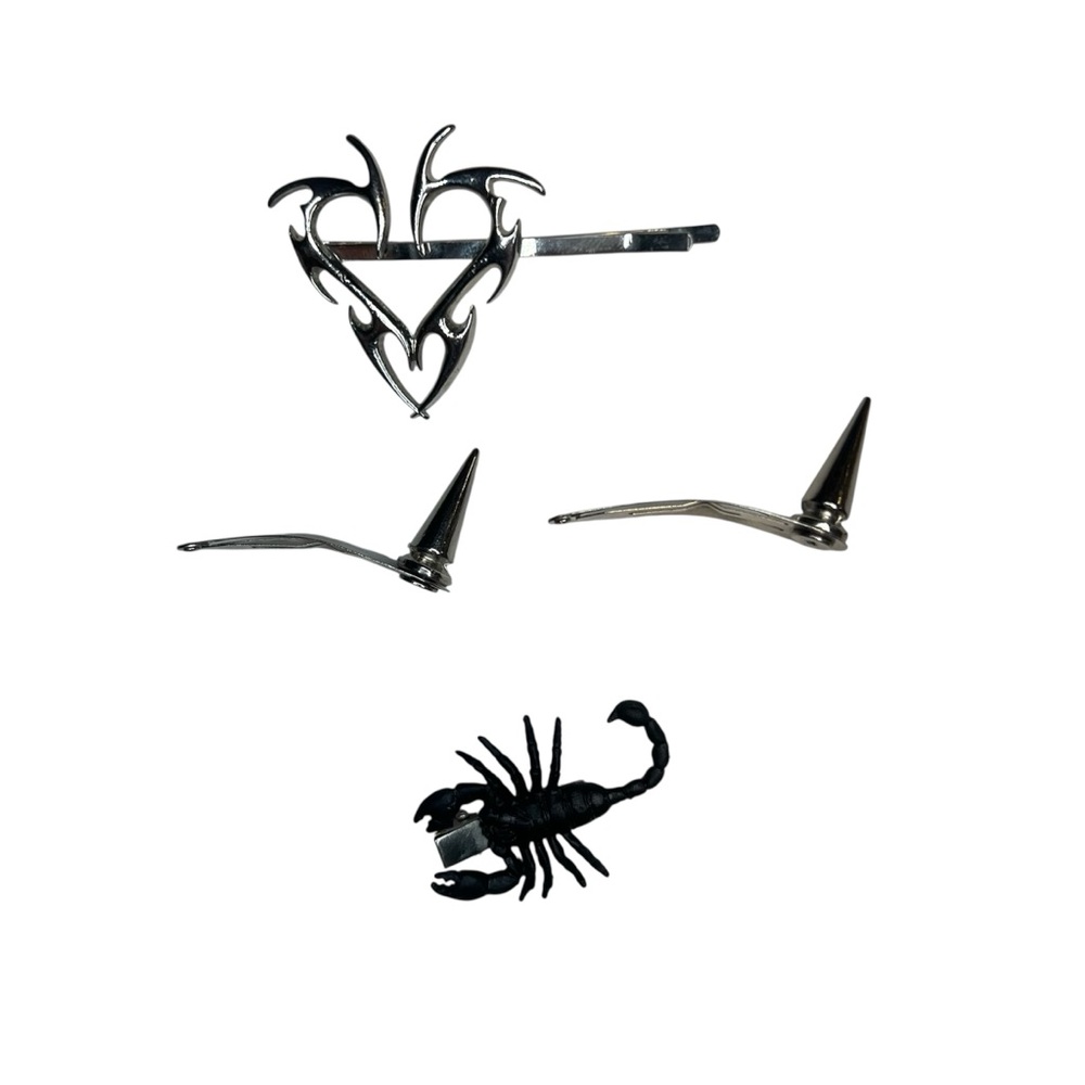 Hair clips spikes, scorpion, tribal heart